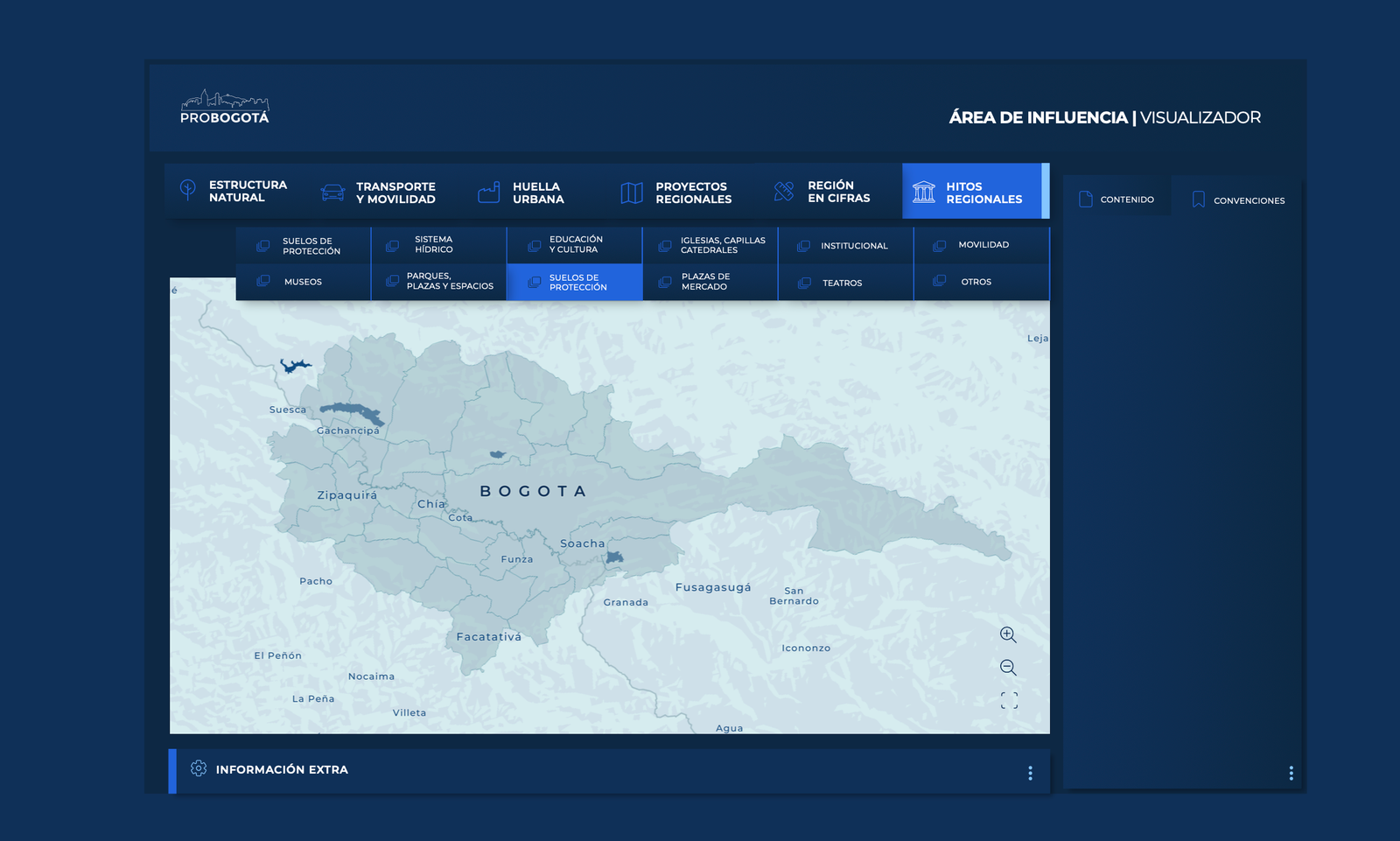 ProBogotá Región responsive information interface